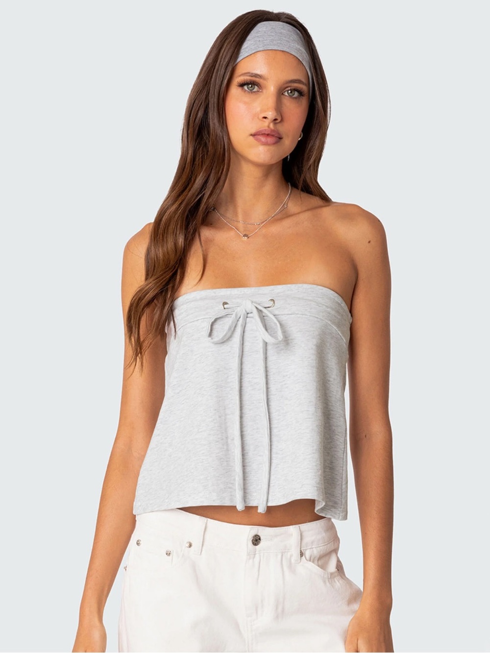 NWT Edikted Tie Front Strapless Top